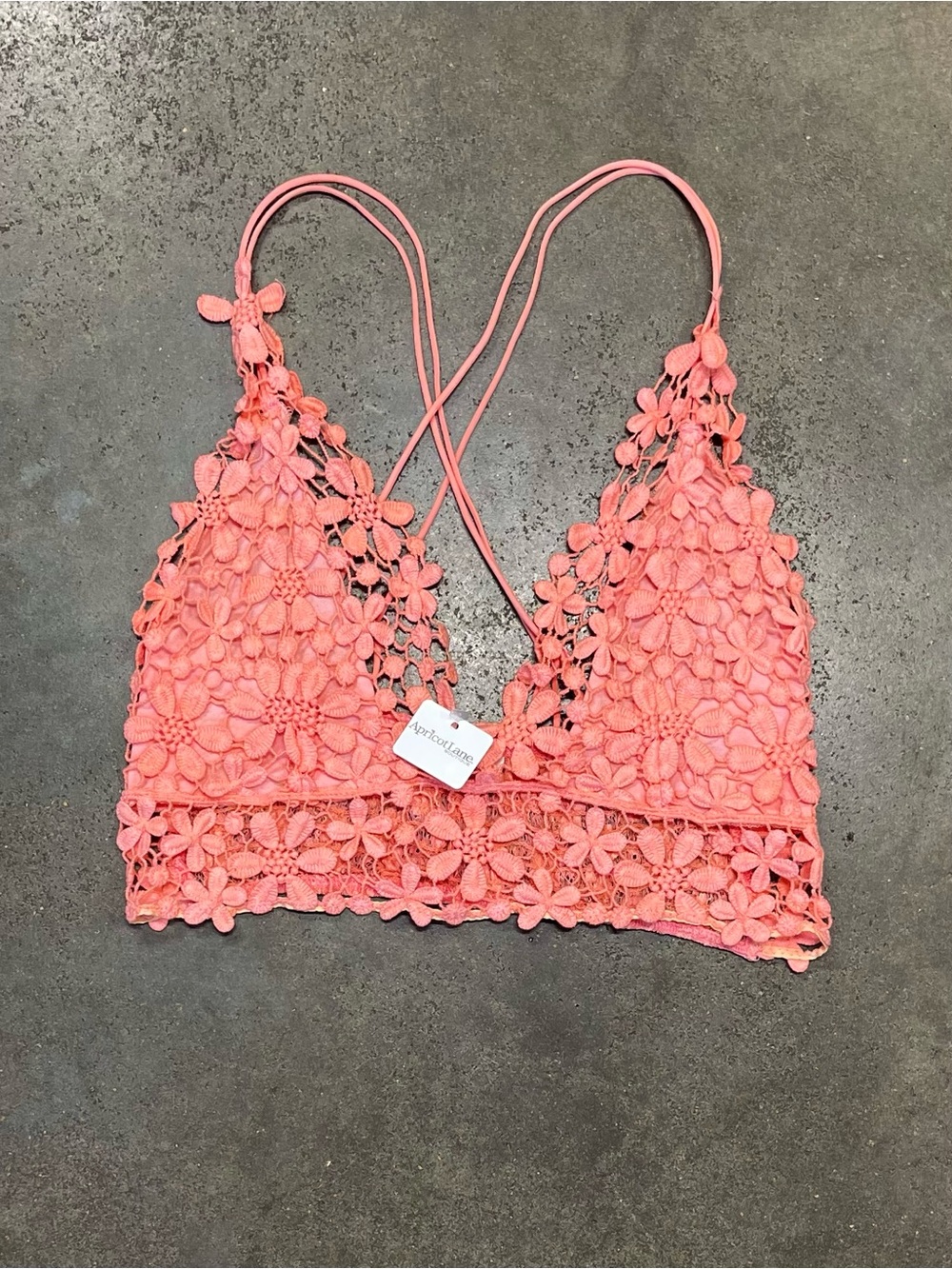 NWT Coral Floral Crochet Lace Bralette Medium